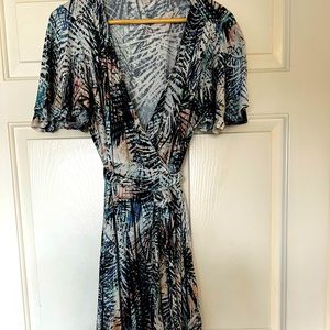 LOVESTITCH maxi wrap dress tropical palm print